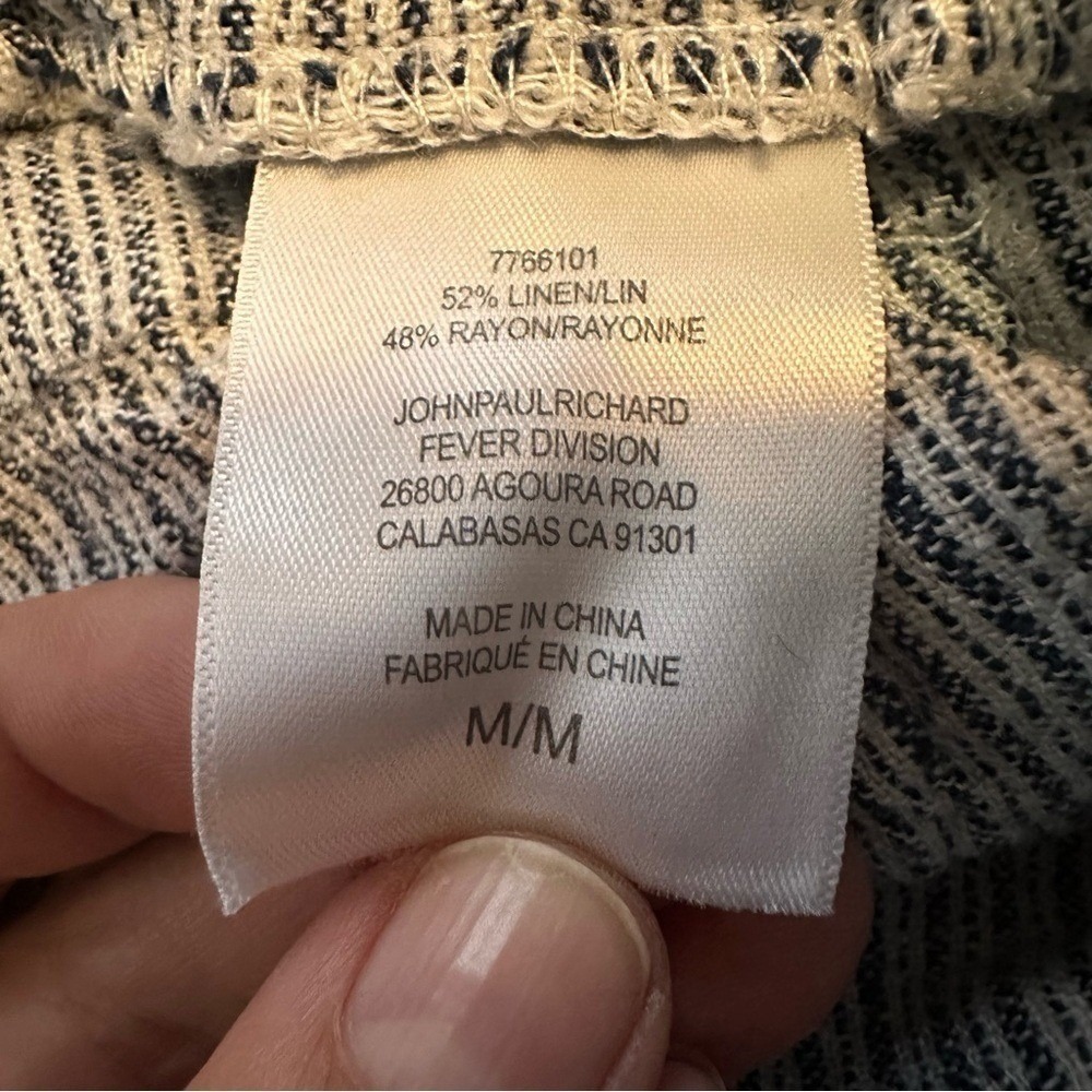 Cristina Womens Grey White Pinstripe Linen Blend Straight Leg Pants Size M - Picture 5 of 8